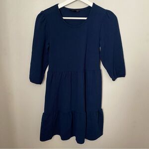 Max + Ash Dress Long Sleeve Tiered Mini Dark Blue Casual Neutral